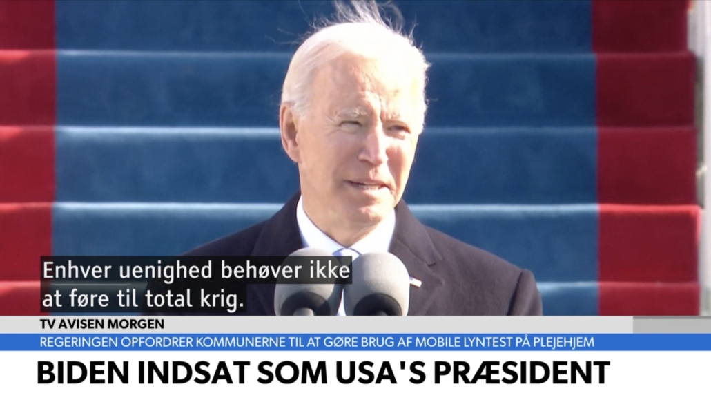 Joe Biden indsættelsestale analyse i TV Avisen af taleskriver Trine Bitsch