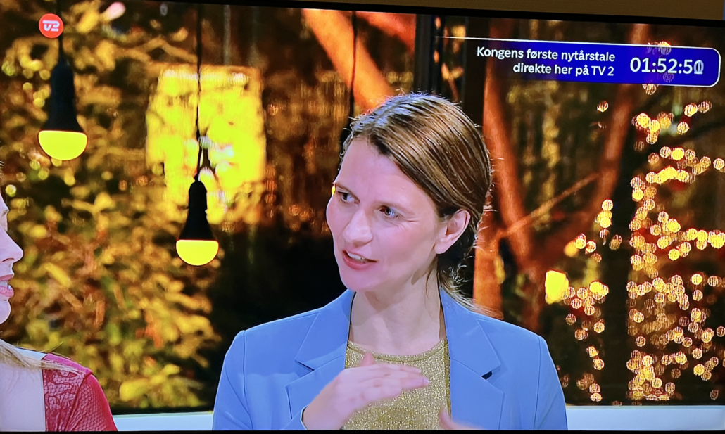 Trine Bitsch i studiet på TV2
